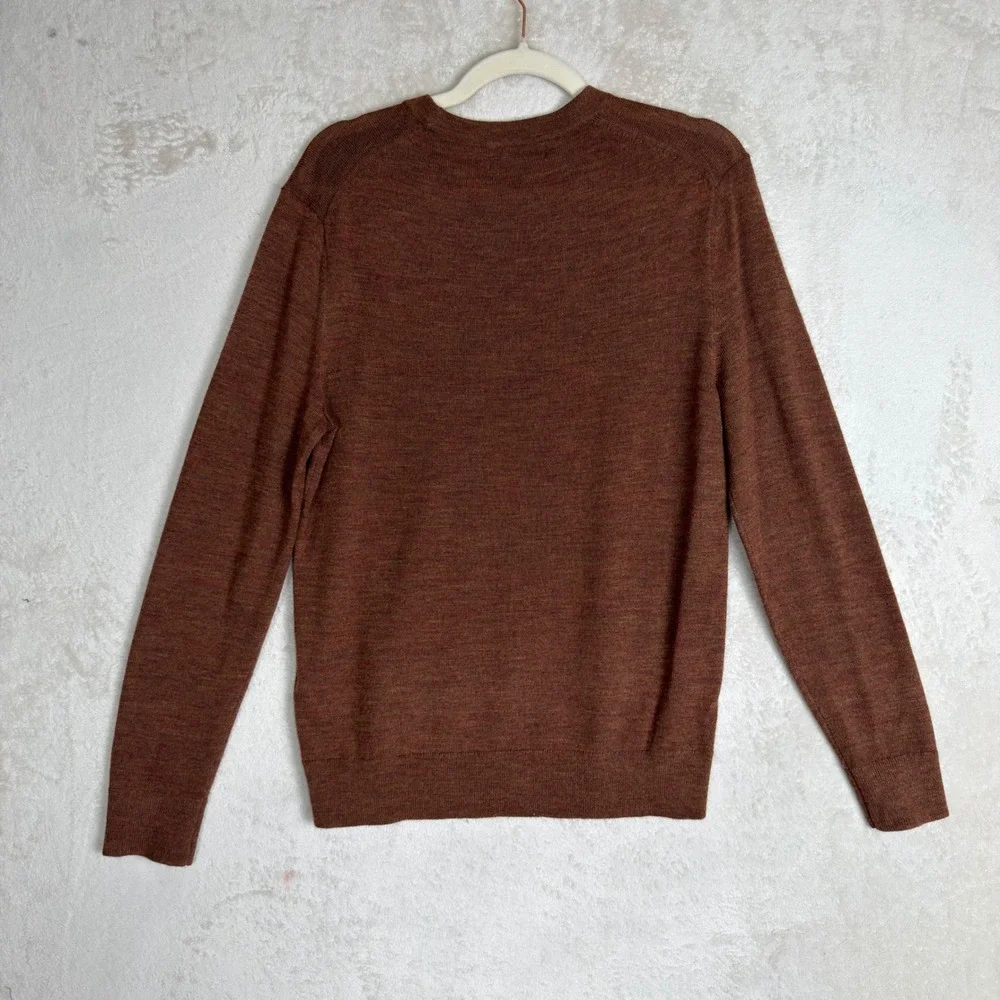 Banana Republic Merino Wool Crewneck Sweater Rust Brown S Quiet Luxury Earthy